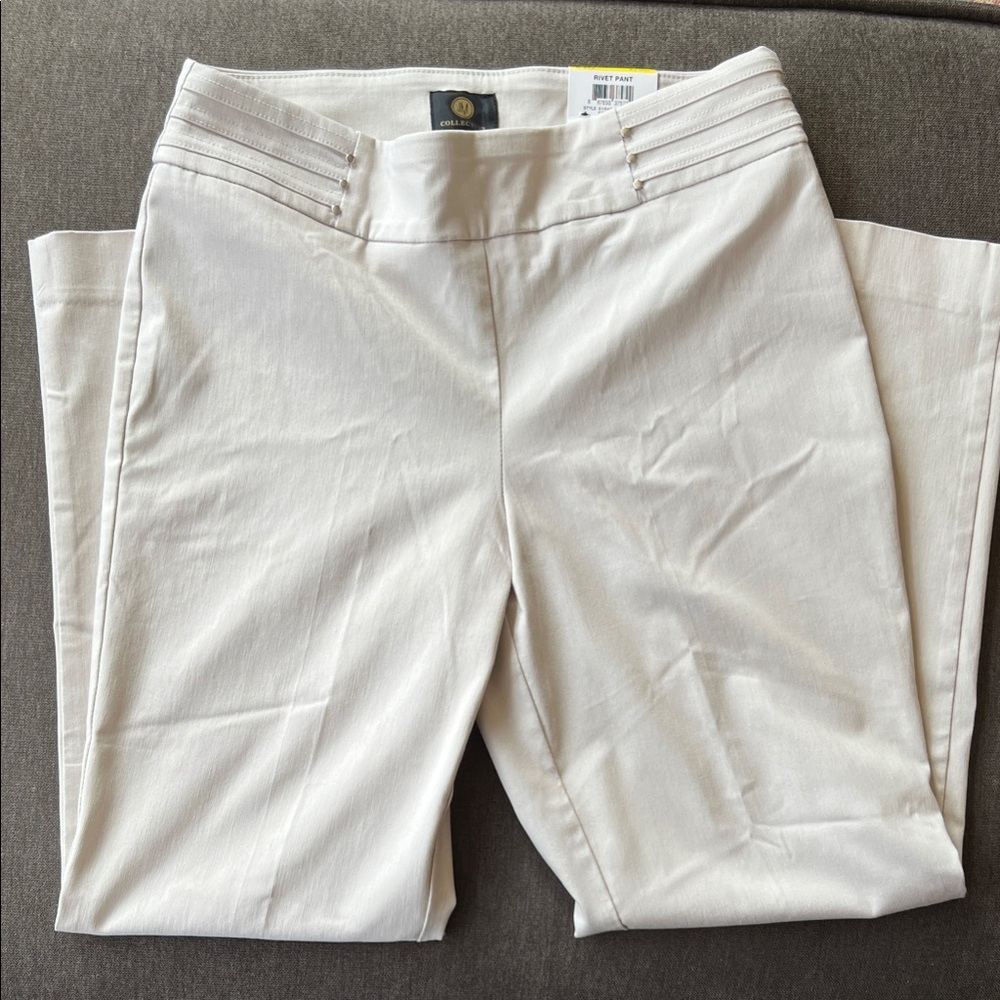 JM Collection Cream Straight Leg Pants